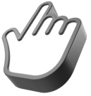 Three-dimensional hand cursor icon representing viewer exploration.