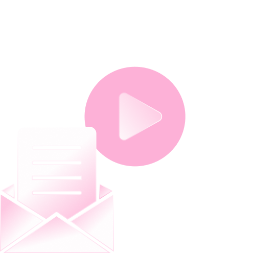 Pink email icon with a play button, representing lifecycle and CRM video.