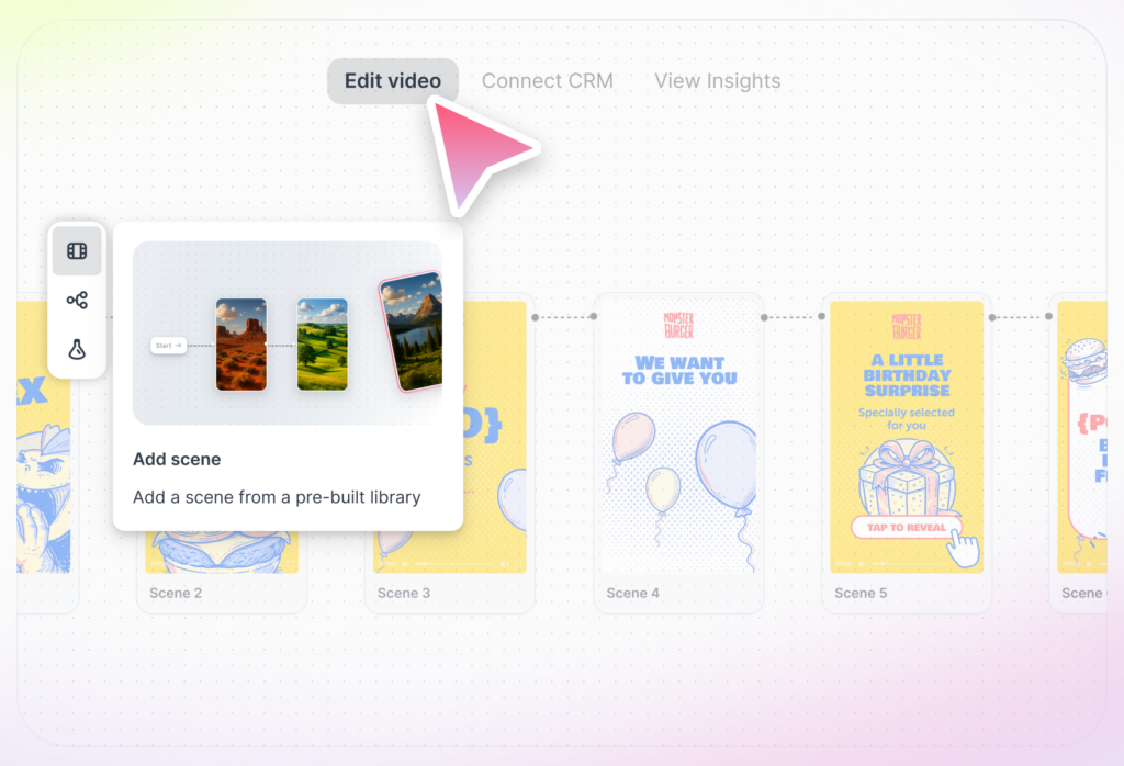 Blings real time editor interface showing content panels and a personalized layout.