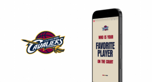 Case study cover for the Cleveland Cavaliers showing a smartphone with a personalized video.