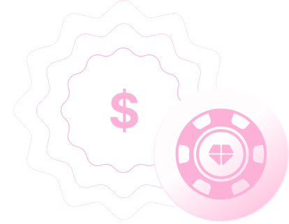 Gaming vertical graphic showing a poker chip and dollar icon illustrating live bet promotions.