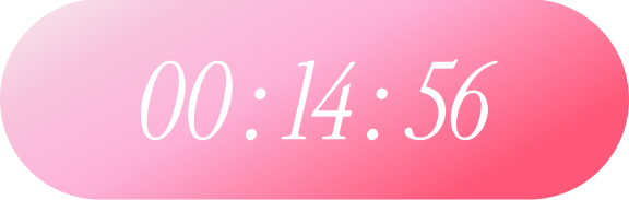 Pink pill shaped countdown timer reading 00:14:56.