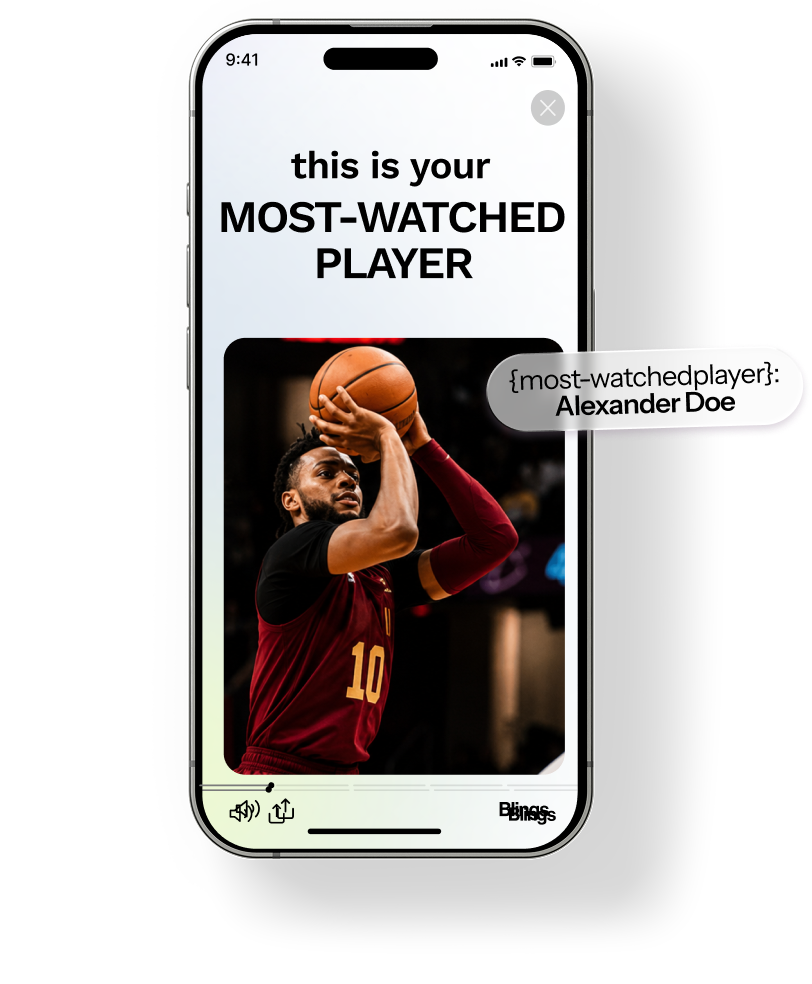 A phone playing a personalized video that reveals a fan's most-matched player.