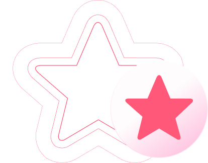 Pink star icon inside a circle, illustrating customer milestones.
