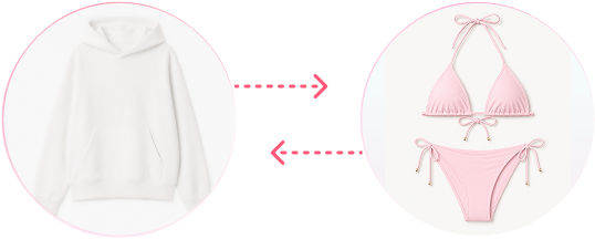 Retail vertical graphic showing seasonal clothing product images.