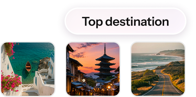 Travel vertical graphic showing a top destination trip recap with a grid of travel photos.