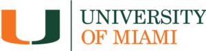 University of Miami logo with an orange and green U emblem next to the words University of Miami.