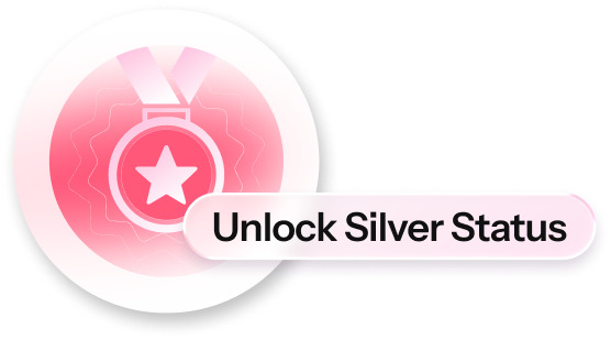 A pink loyalty graphic with a star badge and the label Unlock silver status, used for a win back campaign.