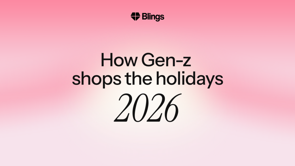 Blings blog cover reading How Gen Z shops the holidays 2026, set in large type on a pink gradient.